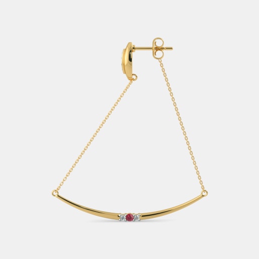 Diamond And Ruby Earring In Yellow Gold (5.56 Gram) With Diamonds (0.122 Ct)