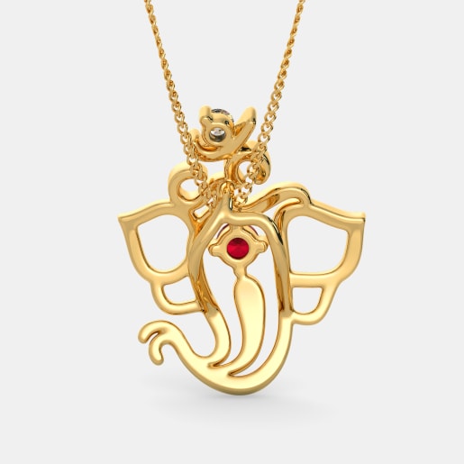 Diamond And Ruby Pendant In Yellow Gold (2.26 Gram) With Diamonds (0.032 Ct)